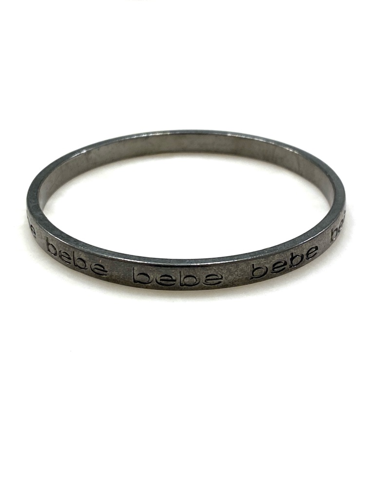 Bebe Gunmetal Vintage Engraved Logo Slim Bangle 20$